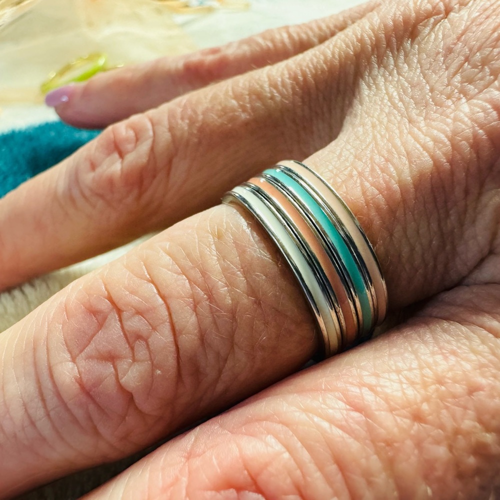 Stackable Enamel Pastel Rings - Size 8 - Picture 3 of 4